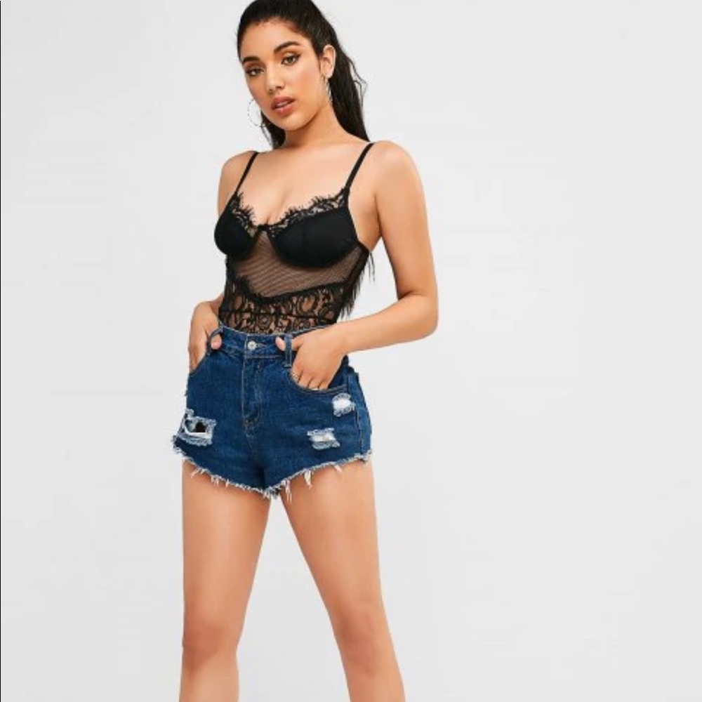 Lace Mesh Cami Bodysuit